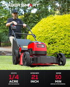 PowerSmart 40V 21" Cordless Push Lawn Mower with 2 x 4.0ah Batteries and Charger, up to 1/4 Acre (MB2400B)