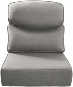 Luxury 22x24/22x25 6-Inch Smile Outdoor Cushions - 1 Set Deep Seat Water-Repellent Patio Furniture Replacement Cushion for Wicker Rattan Wood Metal Chair Glider Rocker Loveseat Sofa - Grey