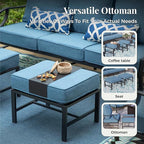 Patio Furniture Set 6 pcs, Outdoor Patio Furniture, 3-Seat Sofa, 2 Swivel Chairs, 2 Ottomans, Coffee Table and 5.75" Extra Thick Cushion, Conversation Set for Backyard Deck, Navy Blue