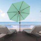 Midtown Umbrellas Sunbrella Umbrella Large Patio Umbrella 2-10 Feet in Canvas Glacier Fabric Auto-Tilt Aluminum Frame Backyard Umbrella, Deck Umbrella, Garden Umbrella & Porch Umbrella - Wooden Pole