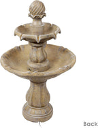 Sunnydaze 35" Solar 2-Tier Outdoor Water Fountain - Outdoor Water Fountain with Battery Backup and Pump - Earth