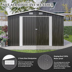 10x14 FT Outdoor Storage Shed, Metal Shed with Floor, Lockable Door & Vents, All-Weather Resin Shed for Garden, Backyard, Patio, Lawn, Dark Gray