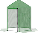 MU 7x7x7.6 FT Greenhouses for Outdoors, Heavy-Duty Green House for Outside, Walk in Winter Greenhouse with 180g Double Layer PE Cover, Ground Stakes, Great for Garden/Patio/Backyard