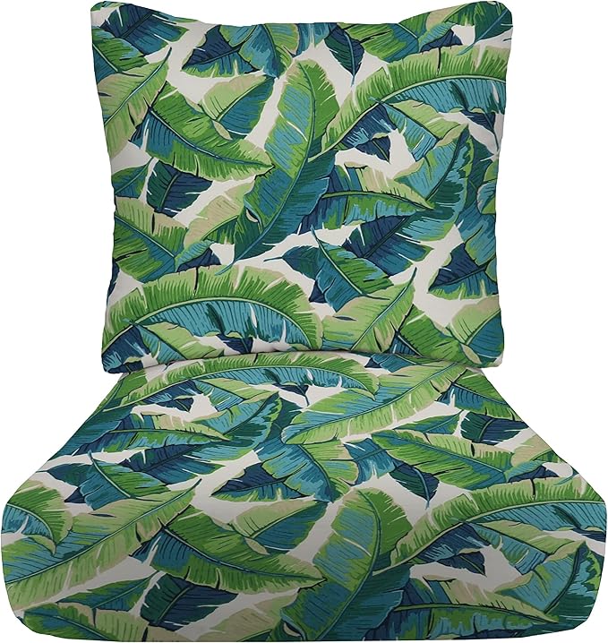 RSH DECOR Deep Seating Cushion with Pillow Back | 23.5” x 25” Seat | Water and Fade-Resistant Spun Fabric | Outdoor Chair Cushion Set for Patio Furniture | Balmoral Opal