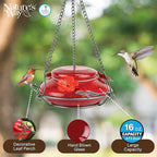 Nature's Way Bird Products MHF4 Hand Blown Garden Top Fill Hummingbird Feeder, 16 oz Capacity, Red