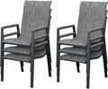 UDPATIO Patio Chairs Set of 6, Stackable Outdoor Chairs with All Weather Breathable Textilene, High Back Metal Frame for Lawn Garden Backyard Deck, Dark Grey