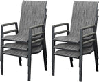 UDPATIO Patio Chairs Set of 6, Stackable Outdoor Chairs with All Weather Breathable Textilene, High Back Metal Frame for Lawn Garden Backyard Deck, Dark Grey