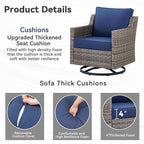 Outdoor Swivel Rocking Chair, Rocking Chair Outdoor with Stylish Armrests, Wicker Patio Chairs Set of 2 with Comfy Cushions for Garden Deck Porch