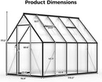 6x10 FT Greenhouse for Outdoors, Polycarbonate Greenhouse with Roof Vent, Enhanced Aluminum Large Walk-in Green House for Garden Backyard
