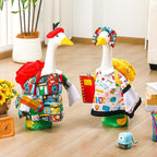 Abbylike Porch Goose Outfits Porch Yard Goose Outfits Clothes Costume Fits Large 23'' Cement for Garden Yard Statue Pathway Decorations(Back to School,2 Set)