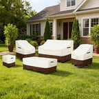 Patio Chair Covers 2 Pack,Swivel Lounge Chair Cover,Waterproof Heavy Duty Patio Furniture Covers for Outdoor Swivel Lounge Chair(32 W x 34 D x 36 H inches) Beige & Brown