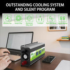 1000 Watt Inverter, 12v Dc to 110v Ac Inverter,Power Inverters for Vehicles, Ac Outlets and 2 USB Ports for Cars, Trucks, Rvs, Homes and Camping