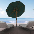 Midtown Umbrellas Wooden 2-9 Feet Outdoor Patio Umbrella, Terylast Dark Green Fabric, Aluminum Frame For Backyard Umbrella, Deck Umbrella, Garden Umbrella & Pool Umbrella - Wooden Pole