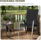 UDPATIO Patio Chairs Set of 2, Stackable Outdoor Dining Chairs with High Back, Breathable Textilene Outdoor Chair All Weather, 350LBS Capacity for Garden, Backyard (Black)