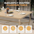 HAPPATIO 7 Piece Patio Dining Set, Aluminum Outdoor Dining Set for 6, Patio Furniture Sets, 2 Swivel Dining Chairs, 4 Dining Chairs, Aluminum Furniture Set for Patio, Yard (Beige)