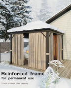 Hardtop Gazebo 10'x10' for All Weather, with Double Metal Roof, Aluminum Alloy Frame, and Net and Curtain, Permanent Building of Backyard Luxury for Patio, Deck, Backyard, Lawn, and Garden, Khaki