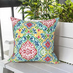 LVTXIII Outdoor Throw Pillows, Decorative Throw Pillows with Inserts, 16"x16" Square Pillows for Bed, Couch, Sofa and Patio Furniture, Set of 2, Damask Red
