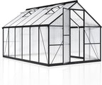 8×12 FT Greenhouse for Outdoors, Quick Setup Polycarbonate Greenhouse with Roof Vent, Walk in Green Houses for Outside for Outdoor Garden Backyard, Black