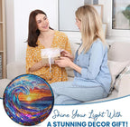 FLAGWIX Christmas Beach Gifts for Women Men - Stained Glass Window Hanging 10in for Holiday Christmas Decorations 2025 - Sun Catchers Indoor Window for Ocean Decor, Beach Decor, Boho Gifts for Women