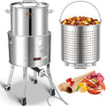 ARC 64QT Seafood Boiling Kit, 200,000BTU Stainless Steel Propane Burner And Crawfish Boil Pot With Strainer, Wheeled Legs and 360°Windscreen For Outdoors Cooking and Steaming, Large Turkey Fryer Pot
