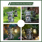 Garden Figurines Dragon Statue Decorations - Solar ResinDragon with Solar Garden Lights Outdoor Decorations for Patio,Yard,Lawn,