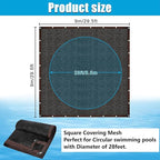 28ft Round Leaf Net Pool Covers for Above Ground Pool - Winter Cover Mesh Cover，29.5ft Mesh Swimming Pool Cover，Pool Safety Net Fits 28FT Above Ground Pools,Cover Size: 29.5 X 29.5 FT（Square）