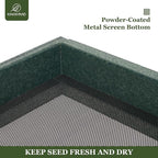 Kingsyard Platform Mealworm Bird Feeder for Outside, Recycled Plastic Hanging Tray Bird Feeders with Large Capacity 3.5 lbs, Premium Quality & Durable, Great for Attracting Wild Birds, Green