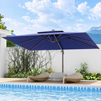 9x12 FT Patio Umbrella, Large Cantilever Rectangular Double Top Heavy Duty Offset Umbrellas with 360° Rotation, Outdoor shade for Garden Deck Pool, Navy