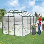 KEIKI 6x8 FT Greenhouse for Outdoors, Heavy Duty Polycarbonate Large Walk-in Greenhouse with Double Doors and Two Ventilation Windows for Outside Green House Garden Backyard