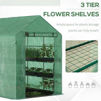 Outsunny 7' x 5' x 6' Walk-in Greenhouse for Outdoors with Mesh Door, 18 Shelf Hot House with Trellis, Plant Labels, UV Protective for Growing Flowers, Herbs, Vegetables, Saplings, Green