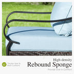 Sophia & William Extra Large Outdoor Patio Motion Sofa Chairs Set 2 PCS Heavy-Duty Metal Porch Furniture with High Back & Deep Seating Area, 5.5" Thicken Cushions for Deck, Lawn, Outside (Blue)