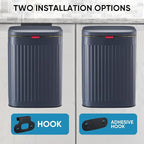 2.11Gallon 8L Carbon Steel Trash Can Door Compost Bin Wall Mounted 2 Ways Sliding Lid Compost Bin Countertop Kitchen Hanging Cabinet Door Trash Bin Metal Garbage Bin Cubo de Basura Grey