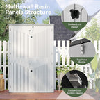 Aoxun Outdoor Storage Shed, 64 Cu.Ft Vertical Storage Sheds Outdoor with Floor, Outdoor Waterproof Storage Cabinet for Garage Storage, Pool Storage, Bike Shed, Garden Shed (White)