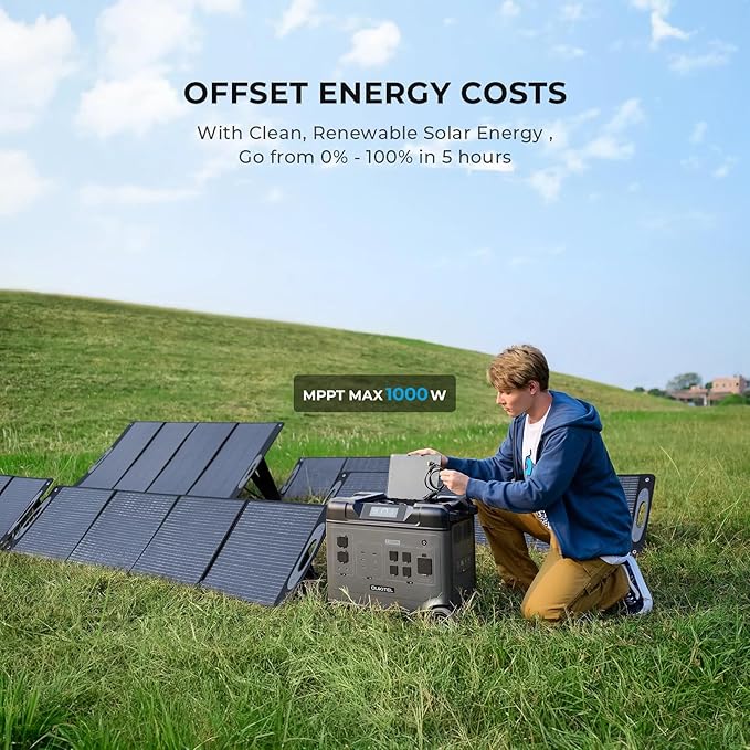 OUKITEL P5000 Pro 3600W Solar Generator with 500W Panel, 5120Wh Solar power station with 5 AC Outlets (6000W Peak), 1800W Fast Charging, Emergency Battery Backup for Home, RVs