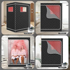 Smartmak 2 Person Portable Steam Infrared Sauna Box with 660nm Red Light Therapy Lamp for Home Relaxation, 4 L 1500W Steamer Extra Large Full Body Saunas Spa Tent, Remote Control, 2 Folding Chairs