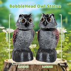 BobbleHead Owl Decoys Sculpture to Scare Birds Away, 3-Pack 8.3" Fake Owl Plastic Scarecrow Bird Deterrent, Natural Enemy Repellent, Garden Decor Statues for outside, Patio, Lawn, Yard Decoration