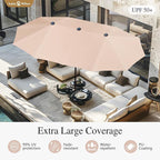 Sophia & William Patio Set with Umbrella 8 Pieces Outdoor Dining Set for 6 with 13ft Double-Sided Patio Umbrella Beige, 6 x Swivel Patio Chairs, 1 Metal Table for Lawn Garden