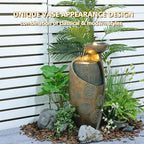 Vase Outdoor Water Fountain, 31.4''H Jar Waterfall Fountain with Warm LED Lights&Durable Pump for Yard, Porches, Home Décor,Garden,Office