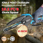 6-Inch Mini Chainsaw, Cordless Handheld Electric Chainsaw with 2x 24V 4000mAh Batteries & 2 Chains, Lightweight & Portable, for Tree Trimming, Wood Cutting, Gardening, Outdoor & Household Use (Blue)