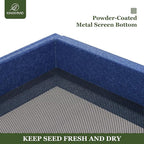 Kingsyard 2 Pack Platform Bird Feeder Tray for Outdoor Hanging - Durable Recycled Plastic & Metal Mesh, Large 3.5 lbs Capacity, Ideal for Attracting Large Birds, Blue