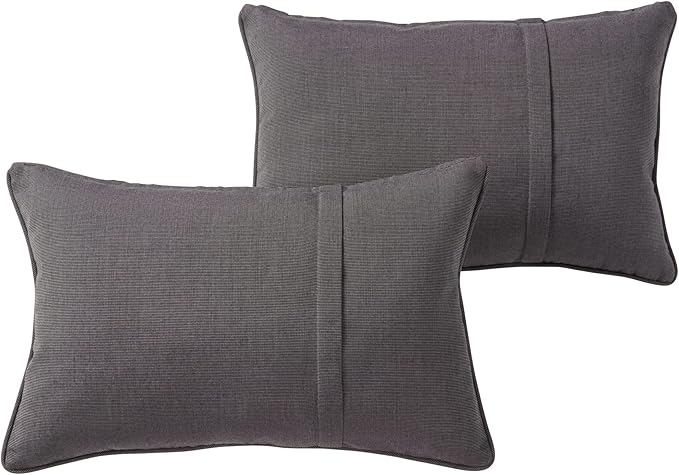 Greendale Home Fashions Sunbrella 21'' x 14'' Rectangle Outdoor Throw Pillow with Removable Cover (Set of 2), Canvas Coal
