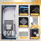 Portable Infrared Sauna for Home Full Size Personal Sauna Tent for Indoor Spa Lightweight Sauna Box with Foldable Sauna Chair, Heated Foot Pad, Remote Control 29.1"x29.1"x66.5" (Black)