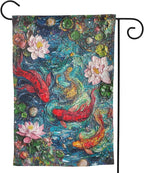 Fish Garden Flag Vertical Double Sided Outdoor Yard Flags 12.5x18 Inch Burlap Banners for House Lawn