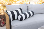 RSH DECOR: 6-Pack Pillow Set, All-Weather Water & Fade-Resistant Fabric, 17" Square, 20"x12" Lumbar 20"x6" Neck Roll Pillows, Outdoor Pillows for Patio Furniture, Black & White Stripe - Made in USA