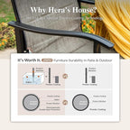 HERA'S HOUSE Premium Patio Dining Chair of 6, Rust Resistant Outdoor Chair with Textilene Padded Seat, Supports up to 350lbs with Comfort and Durability for Lawn Kitchen Garden Backyard