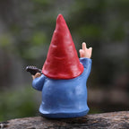 Garden Gnome with Guitar 7.1“ Figurine Ornament for Indoor Outdoor Home Patio Yard Lawn, Red Hat, Blue Outfit, Indoor Outdoor Decorative Statue