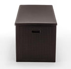 BTEXPERT 150 Gallon Large Resin Deck Box, Outdoor Storage Container for Patio Furniture Cushions Garden Tools Pool Toys Sports Equipment Waterproof Lockable Stainless Steel Metal insert rod