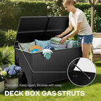 150 Gallon Outdoor Storage Box with Wheels, Metal Deck Box Waterproof, UV Resistant Patio Storage Box with Lid for Patio Furniture, Garden Tools, Outdoor Cushion (Charcoal)