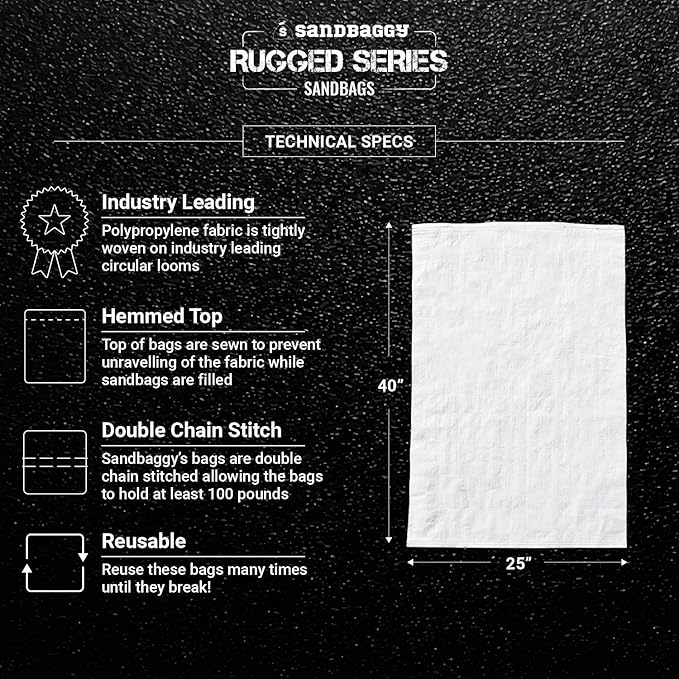 Sandbaggy Large Sandbags - Size: 25" x 40" - Thick Heavy Duty Contractor Bags, Heavy Duty Garbage Bags, Dumpster Bag, Construction Trash Bags, 6 mil (10 Bags)