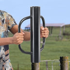 Fence Post Driver, 12LBS Fence Post Driver with Handle, 2.7 inch Inner Diameter Hand Post Pounder, Heavy Duty T Post Rammer Driver Tool for Wooden Post U Channel Fence Post Metal Post, Black 17 Inch